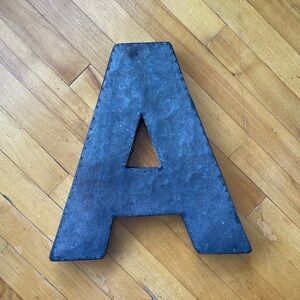 Decorative Metal Letter 'A' in Matte Black